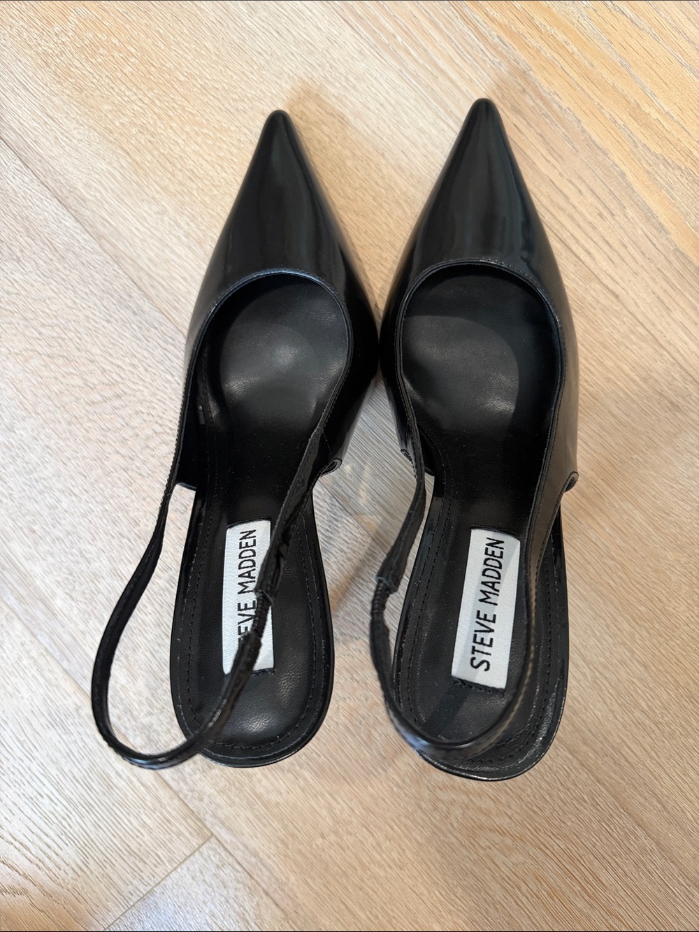 Steve Madden REYES Black Patent Pointed Slingback Heels 8 - Picture 5 of 6
